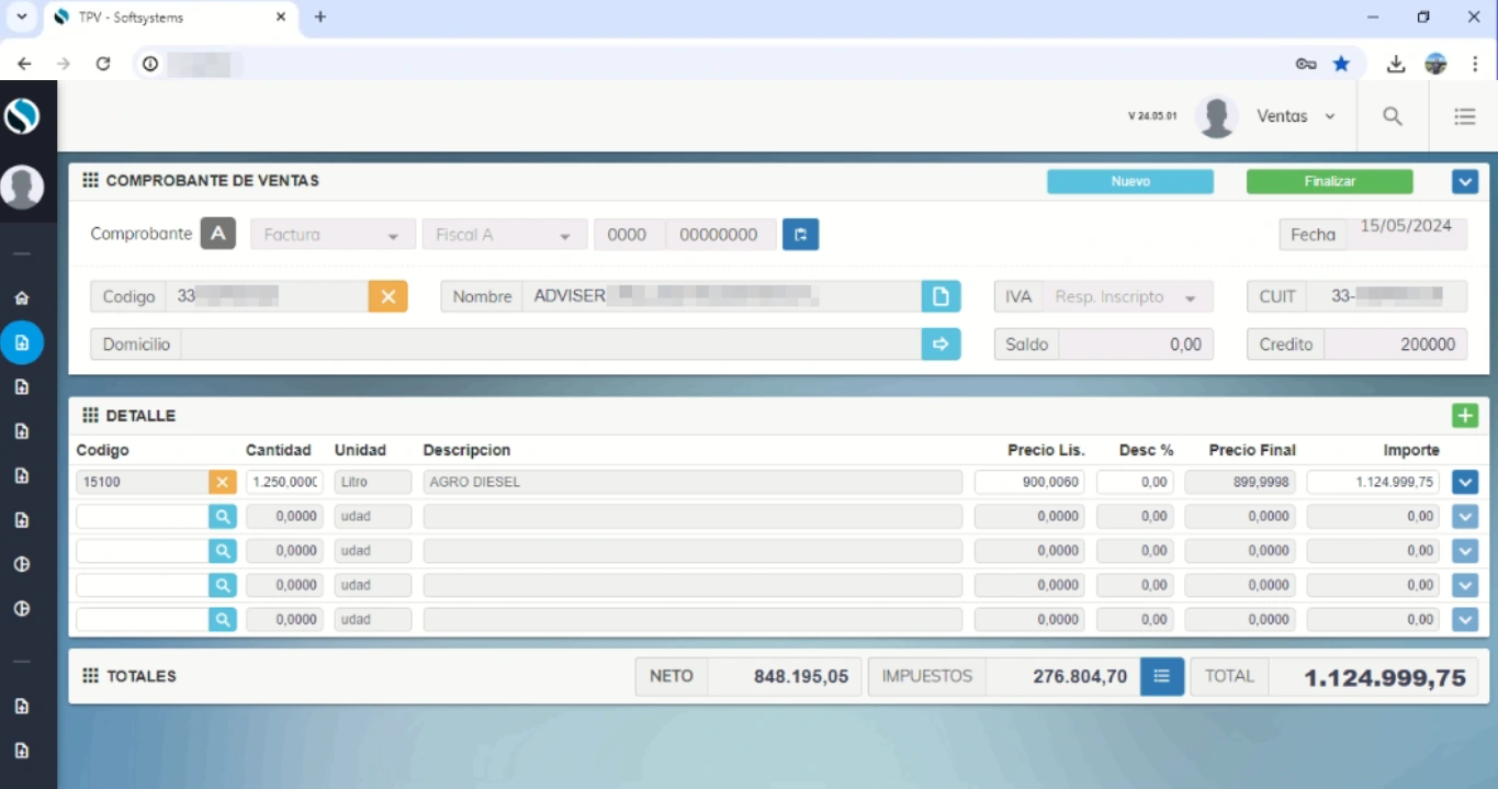 TPV Punto de venta SGN